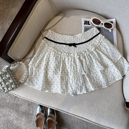 Dotted Rise High Mini Skirt A-Line