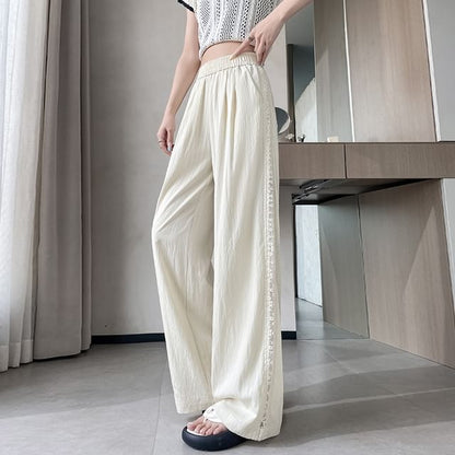 Wide Rise High Pants Panel Lace Leg