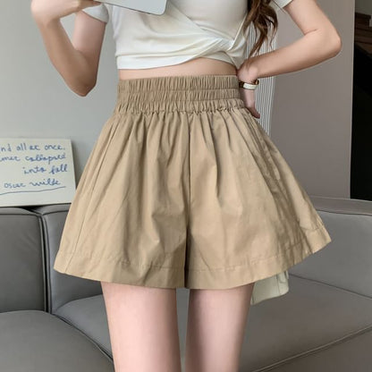 Wide Waist Plain High Leg Shorts