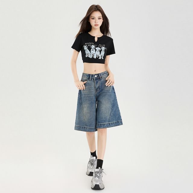 Jorts Leg Washed Mid Wide Rise