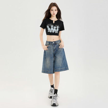 Jorts Leg Washed Mid Wide Rise