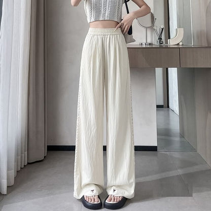 Wide Rise High Pants Panel Lace Leg
