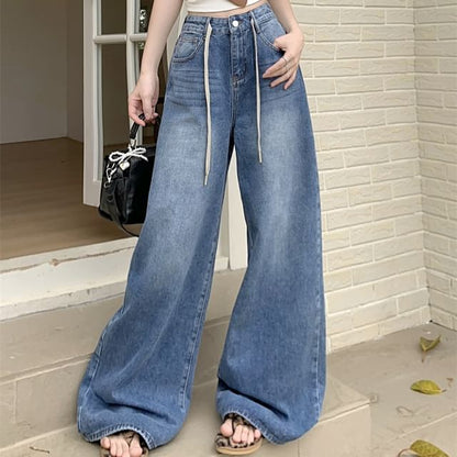 Jeans Washed High Leg Wide Waist