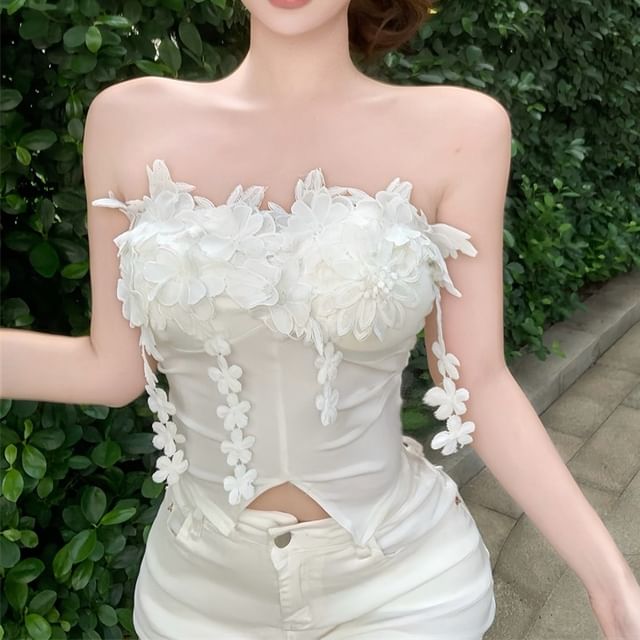 Plain Detail Front-Slit Top Flower Tube