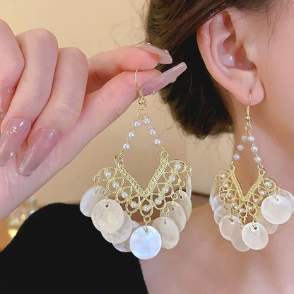 Earring Faux Pearl Chandelier / Clip-On