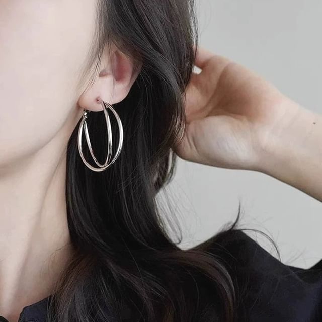 / Earring Clip-On Layered Hoop