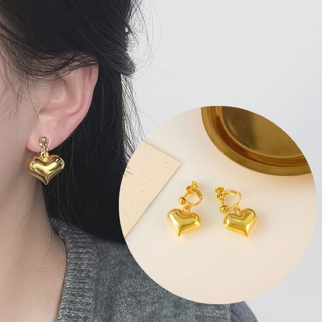 Heart Earring / Drop Clip-On