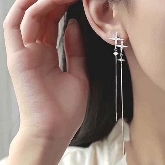 Earring / Clip-On Rhinestone Star Dangle