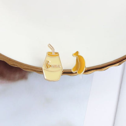 Earring Milk / Asymmetrical Clip-On Fruit Stud
