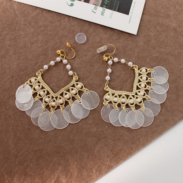 Earring Faux Pearl Chandelier / Clip-On