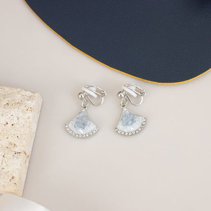 Drop Gingko Earring Clip-On / Rhinestone