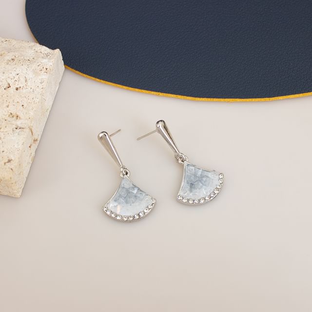 Drop Gingko Earring Clip-On / Rhinestone