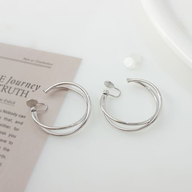 / Earring Clip-On Layered Hoop