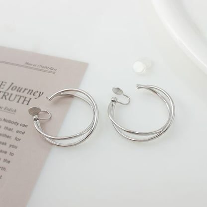 / Earring Clip-On Layered Hoop