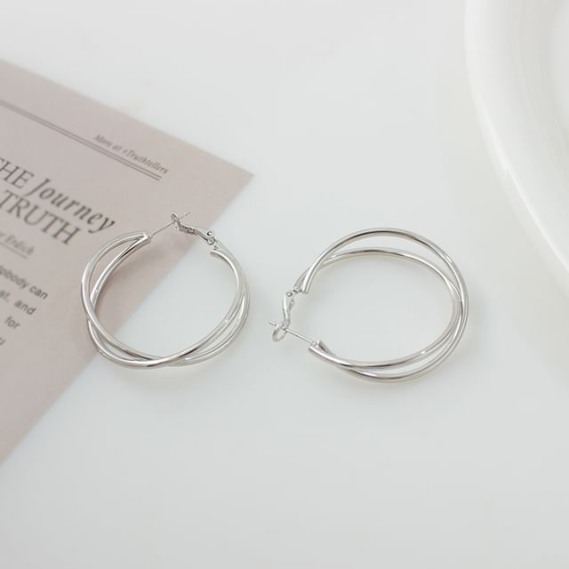 / Earring Clip-On Layered Hoop
