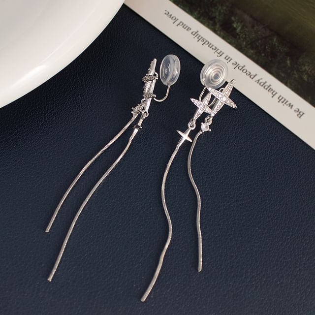 Earring / Clip-On Rhinestone Star Dangle