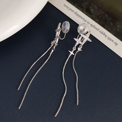 Earring / Clip-On Rhinestone Star Dangle