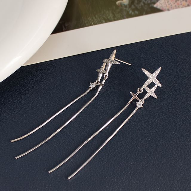 Earring / Clip-On Rhinestone Star Dangle