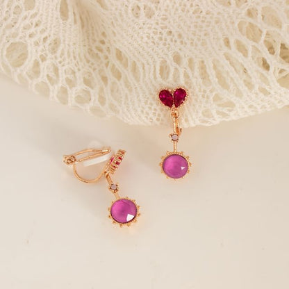 Clip-On / Rhinestone Earring Heart Drop