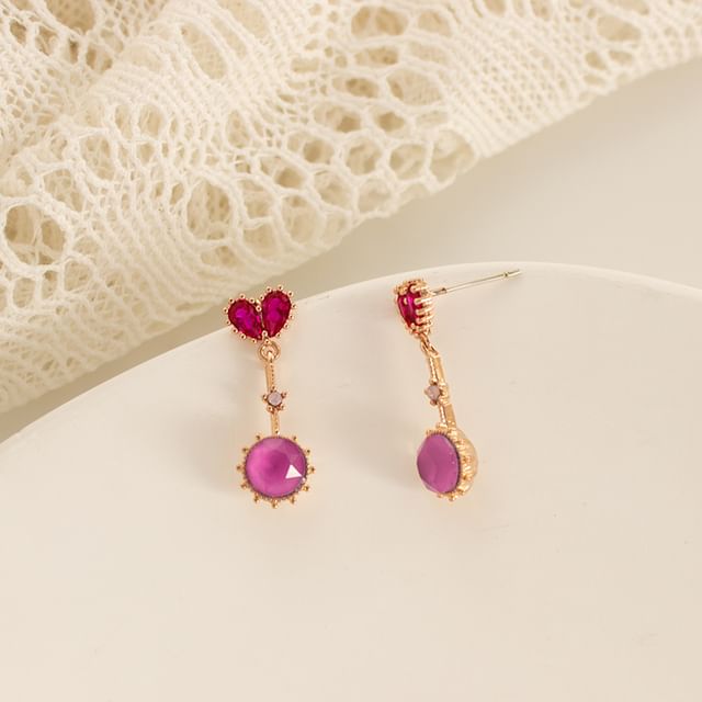 Clip-On / Rhinestone Earring Heart Drop