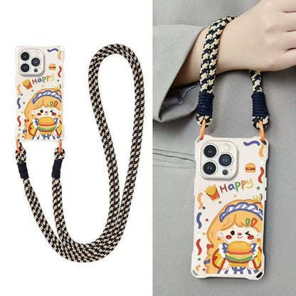 / Case Phone Burger Set Girl Strap Lanyard