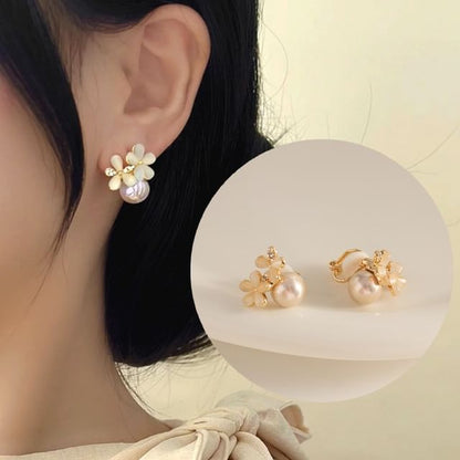 Alloy (Various Designs) Pearl Cat Stud Cuff Stone Eye Earring Faux / Ear Floral