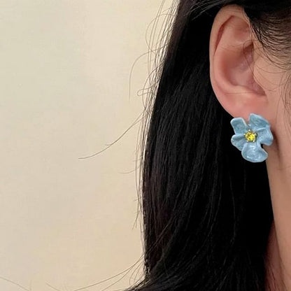 Cuff Earring Floral / Alloy Glaze Stud Ear