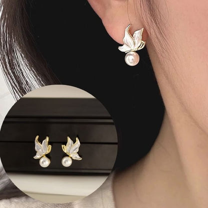 Cuff Faux Alloy Drop Earring Ear Pearl / Butterfly