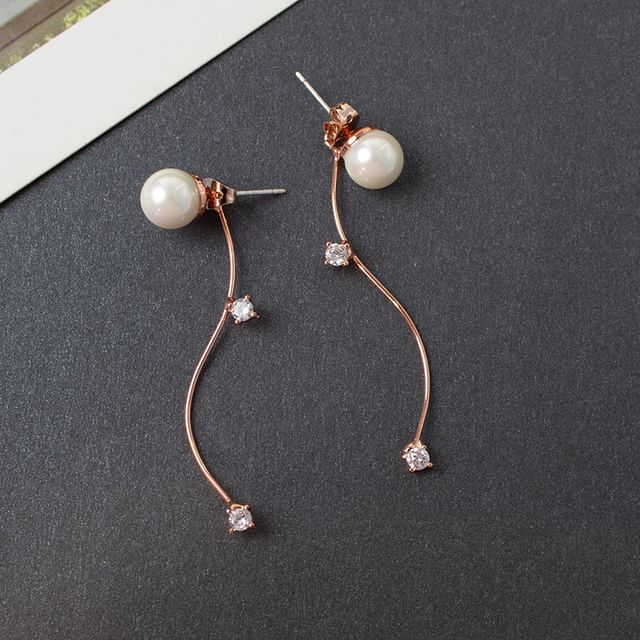 Pearl Earring / Designs) Rhinestone (Various Dangle Ear Alloy Faux Cuff