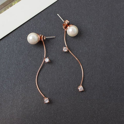 Pearl Earring / Designs) Rhinestone (Various Dangle Ear Alloy Faux Cuff