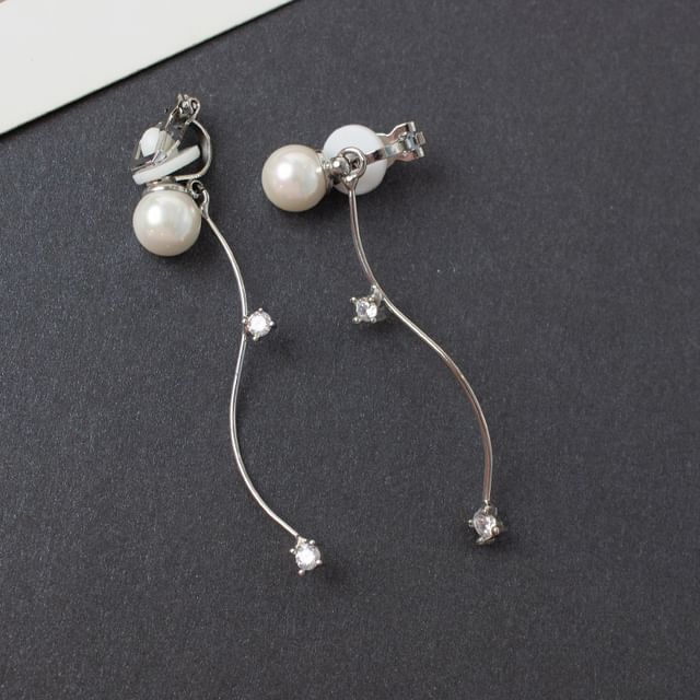 Pearl Earring / Designs) Rhinestone (Various Dangle Ear Alloy Faux Cuff