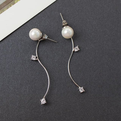 Pearl Earring / Designs) Rhinestone (Various Dangle Ear Alloy Faux Cuff