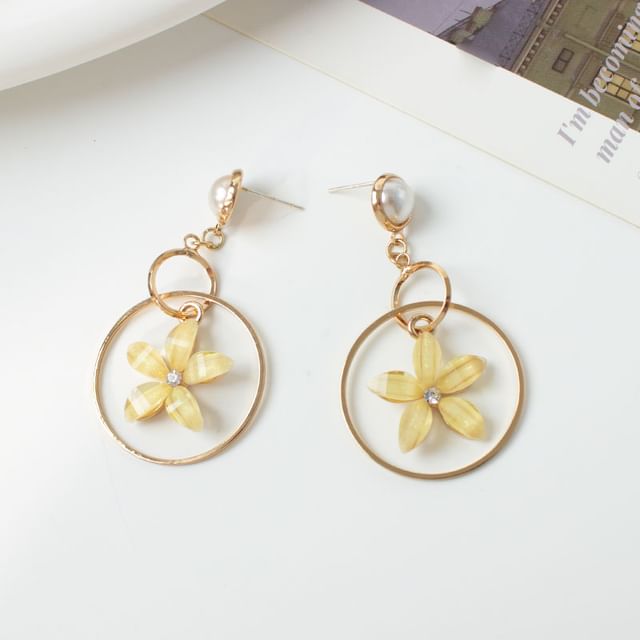 / Pearl Floral Dangle Ear Cuff Earring Faux Alloy Rhinestone