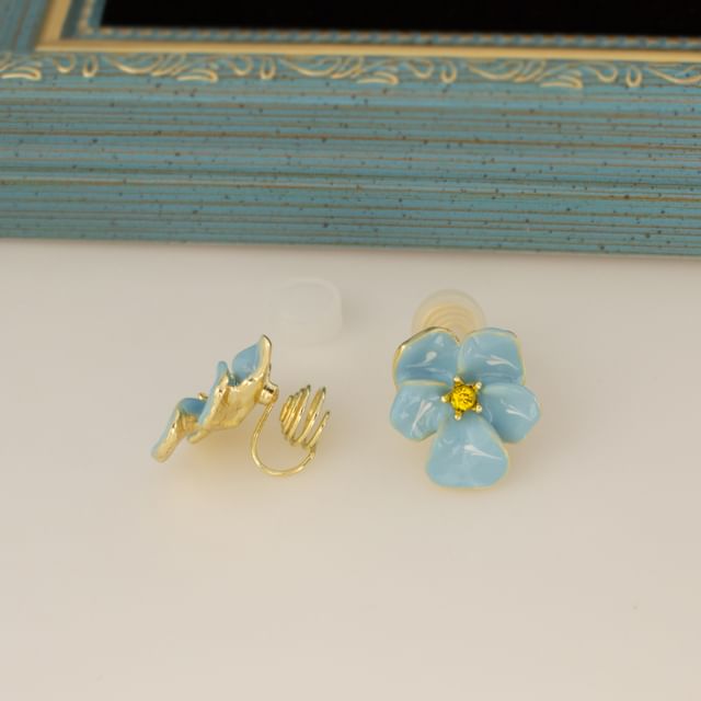 Cuff Earring Floral / Alloy Glaze Stud Ear