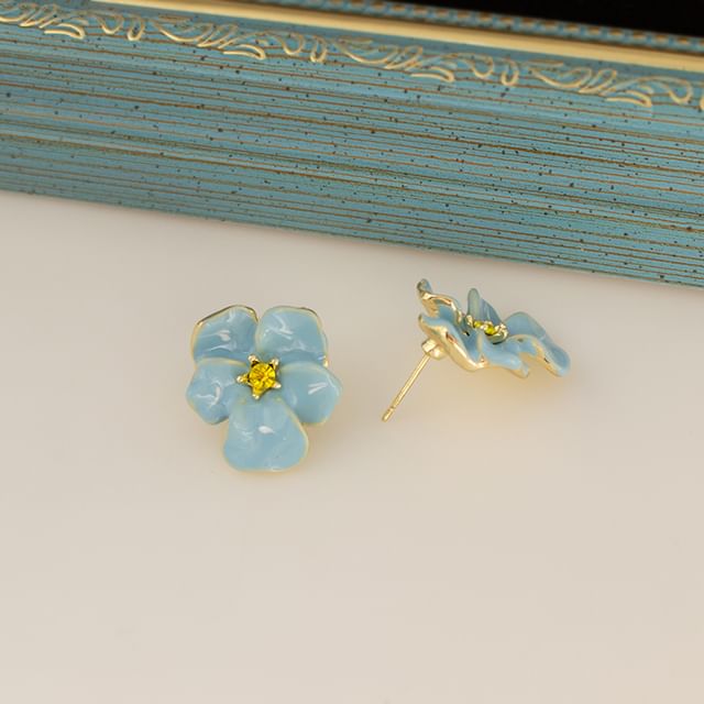 Cuff Earring Floral / Alloy Glaze Stud Ear