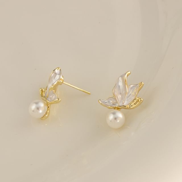 Cuff Faux Alloy Drop Earring Ear Pearl / Butterfly