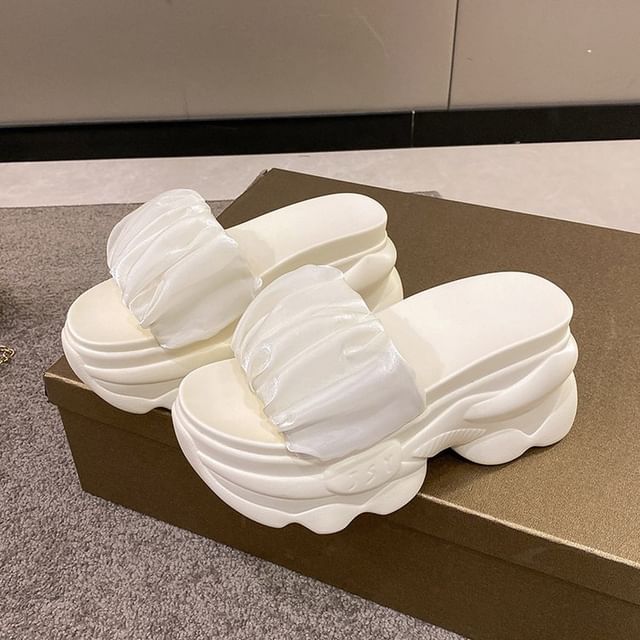 Plain Slide Ruched Sandals Platform