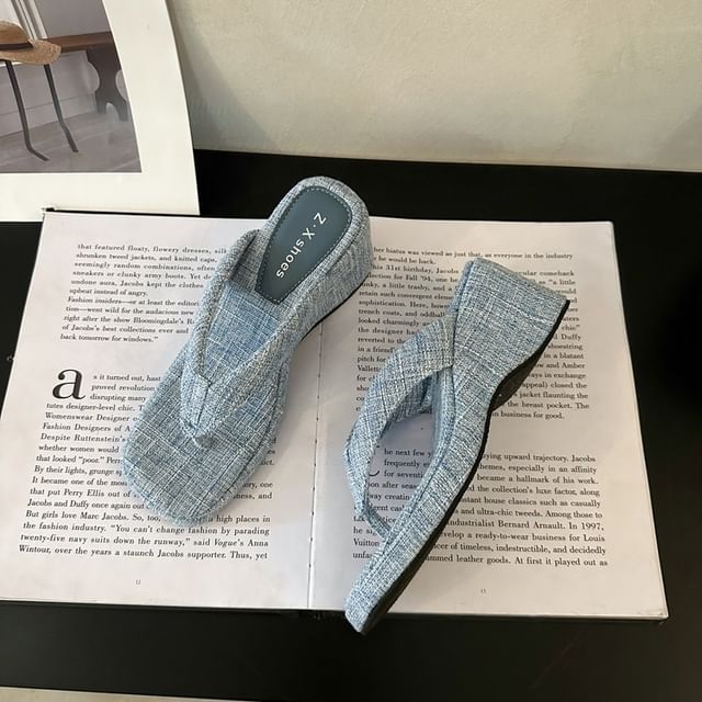 Toe Heel Sandals Wedge Square Thong