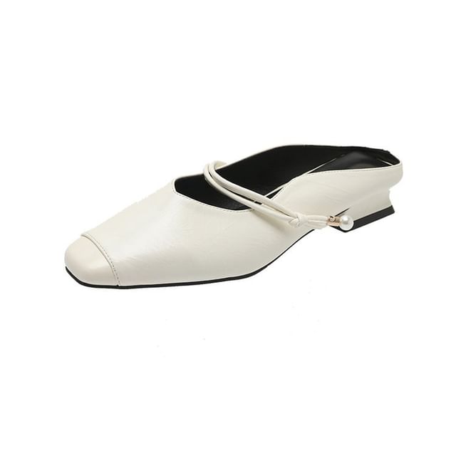 Mules Heel Plain Low Jane Mary Faux Leather