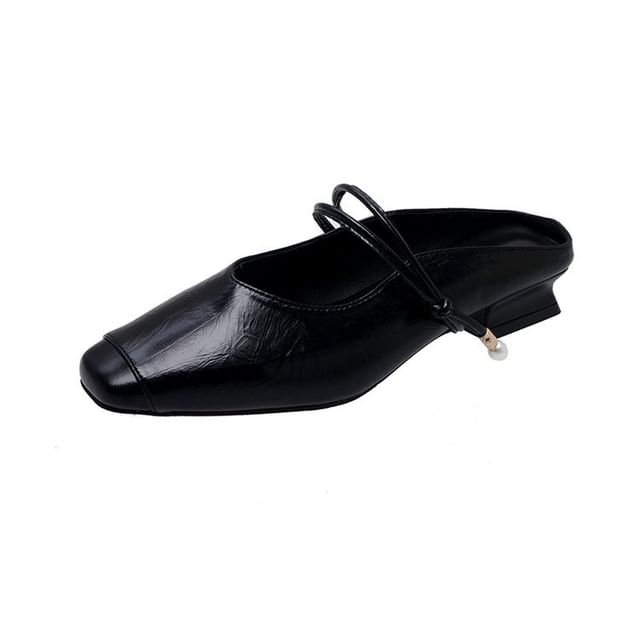 Mules Heel Plain Low Jane Mary Faux Leather