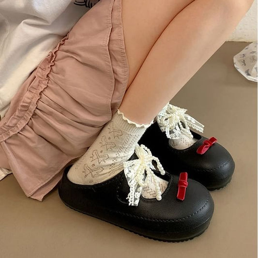 Leather Beaded Faux Sandals