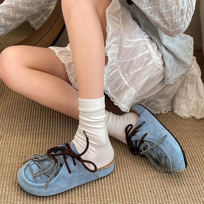 Denim Mules Lace-Up