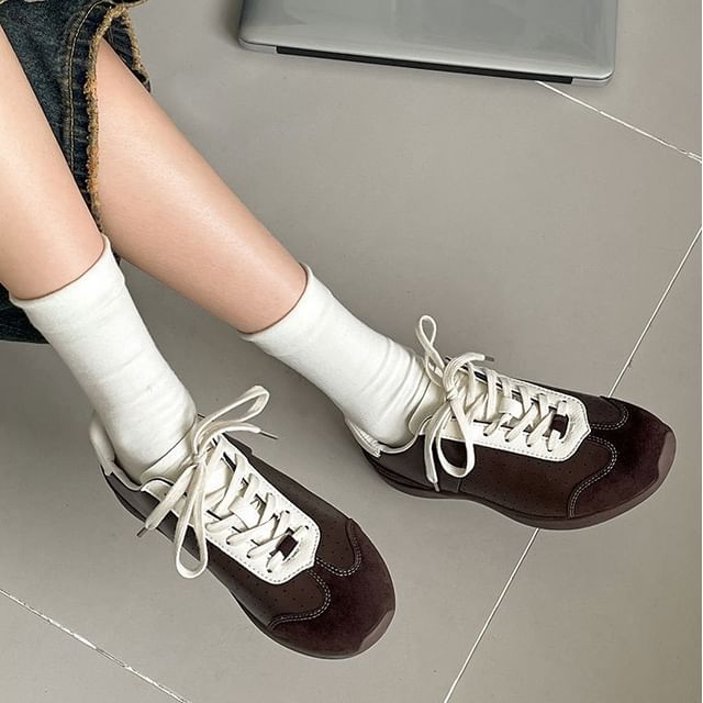 Lace-Up Faux Sneakers Leather