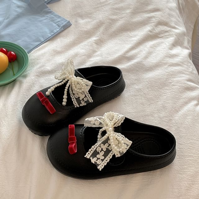 Leather Beaded Faux Sandals