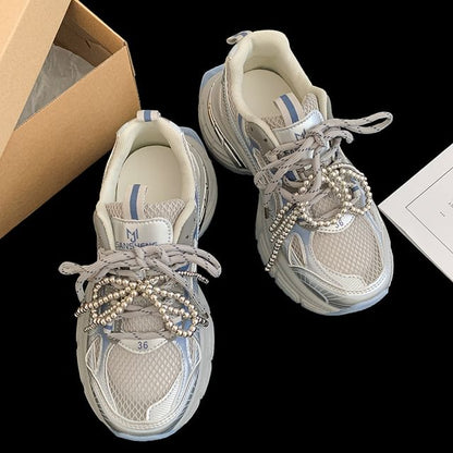 Platform Sneakers Lace-Up Mesh