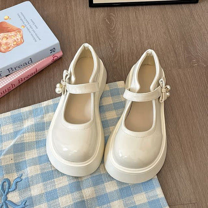 Leather Shoes Platform Jane Mary Faux