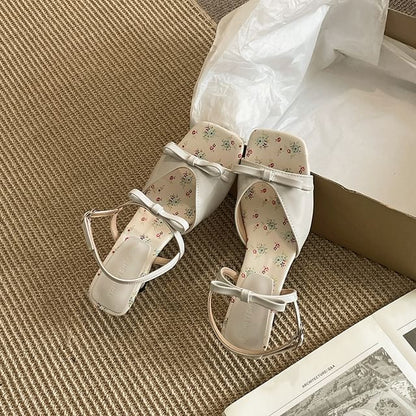 Heel Low Floral Toe Sandals Square Print