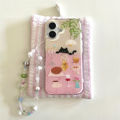 Case Phone Strap Set Table Meal / Cat