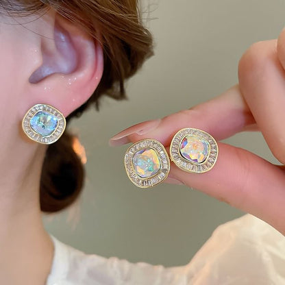 Rhinestone Earring Stud Alloy
