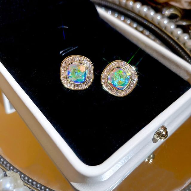Rhinestone Earring Stud Alloy